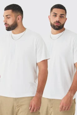 Plus 2 Pack Basic T-shirt | BoohooMAN UK