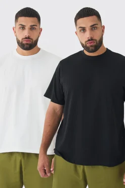 Plus 2 Pack Basic T-shirt | BoohooMAN UK