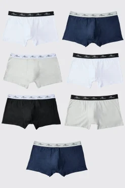Plus 7 Pack Man Dash Repeat Classic Trunks | BoohooMAN UK