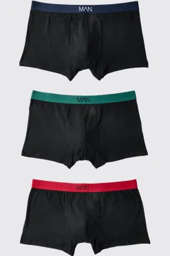Plus 3 Pack Man Signature Trunks | BoohooMAN UK