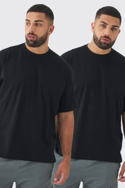 Plus 2 Pack Oversized T-shirt | BoohooMAN UK