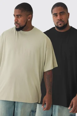 Plus 2 Pack Oversized T-shirt | BoohooMAN UK