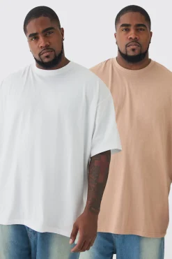 Plus 2 Pack Oversized T-shirt | BoohooMAN UK