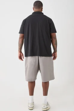 Plus 1/4 Zip Pique Polo | BoohooMAN UK