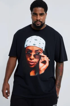 Plus Aaliyah Photo License T-shirt | BoohooMAN UK