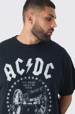 Plus Acdc License Print T-shirt | BoohooMAN UK