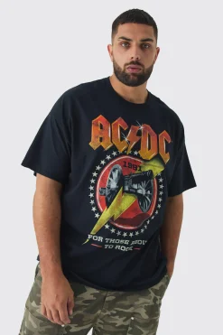 Plus ACDC License Print T-shirt | BoohooMAN UK