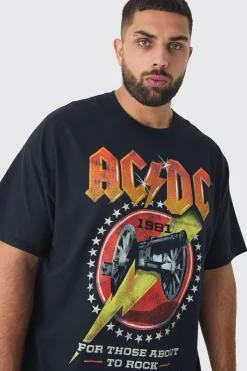 Plus ACDC License Print T-shirt | BoohooMAN UK
