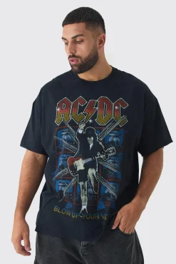 Plus ACDC License Print T-shirt | BoohooMAN UK