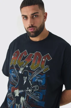 Plus ACDC License Print T-shirt | BoohooMAN UK