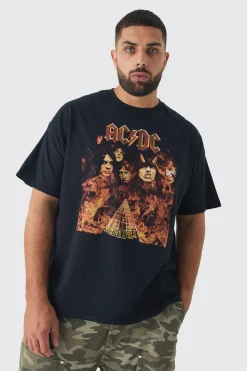Plus ACDC License Print T-shirt | BoohooMAN UK