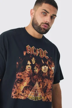 Plus ACDC License Print T-shirt | BoohooMAN UK