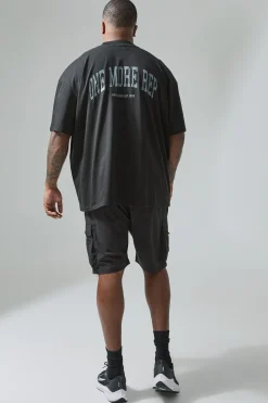 Plus Active Extended Neck One More Rep Oversized T-shirt | BoohooMAN UK