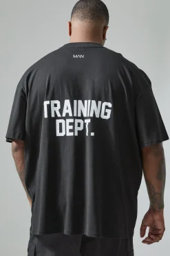 Plus Active Extended Neck Training Dept. Oversized T-shirt | BoohooMAN UK