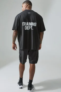 Plus Active Extended Neck Training Dept. Oversized T-shirt | BoohooMAN UK