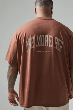 Plus Active Oversized One More Rep T-shirt | BoohooMAN UK