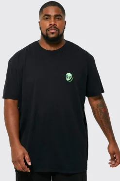 Plus Alien Embroidered T-shirt | BoohooMAN UK