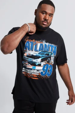 Plus Atlanta Moto Graphic T-shirt | BoohooMAN UK