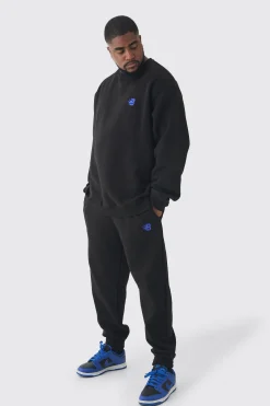 Plus B Embroidered Sweat Tracksuit | BoohooMAN UK