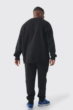 Plus B Embroidered Sweat Tracksuit | BoohooMAN UK
