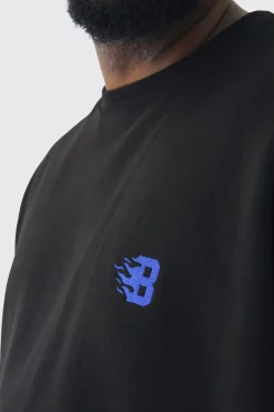 Plus B Embroidered Sweat Tracksuit | BoohooMAN UK