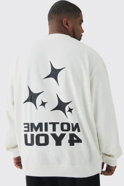 Plus Back Print Oversized Sweatshirt | BoohooMAN UK
