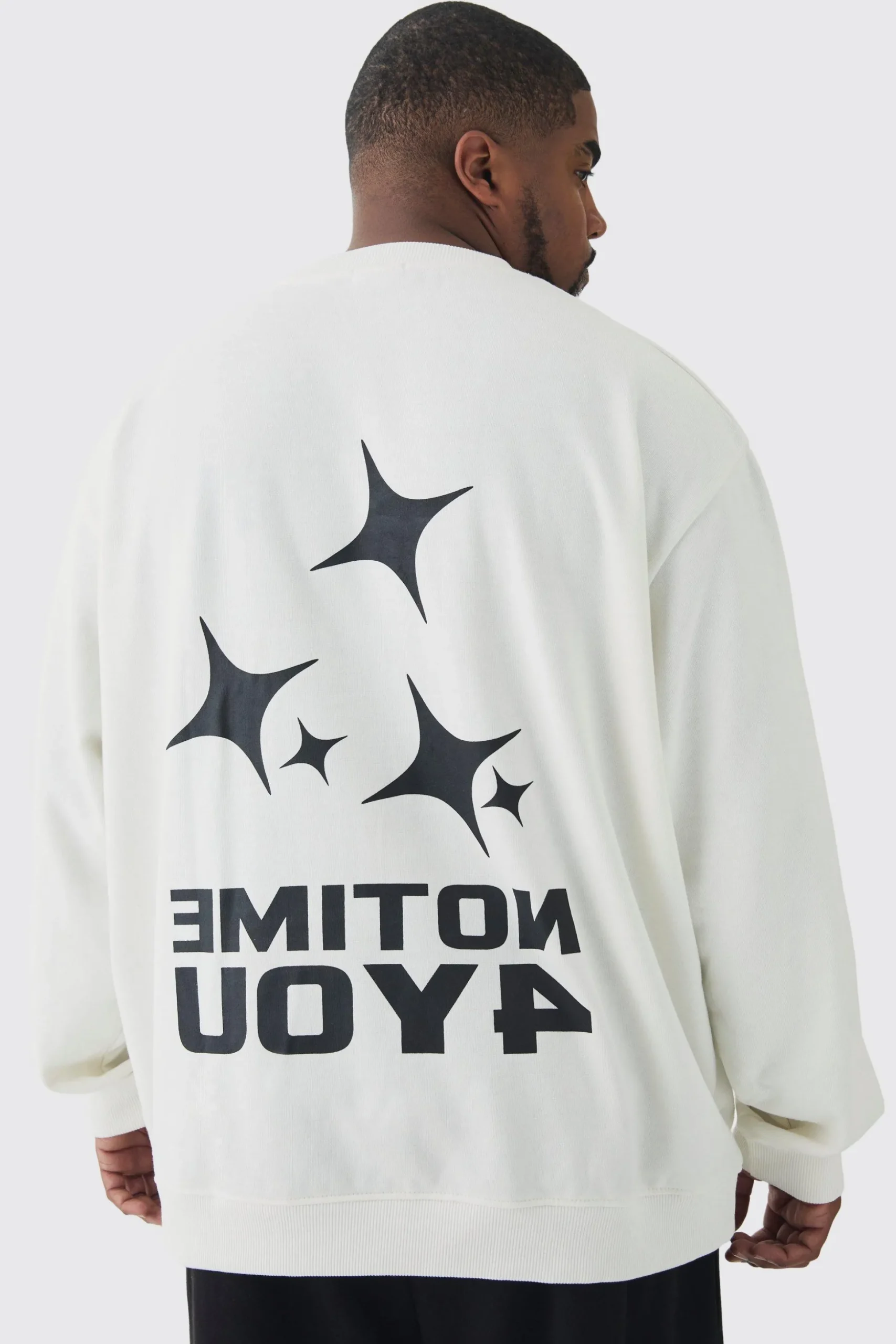 Plus Back Print Oversized Sweatshirt | BoohooMAN UK