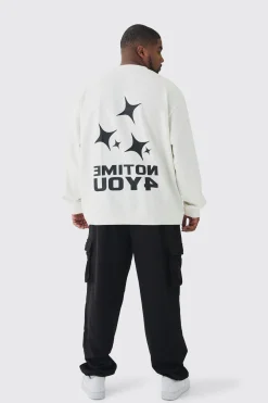 Plus Back Print Oversized Sweatshirt | BoohooMAN UK