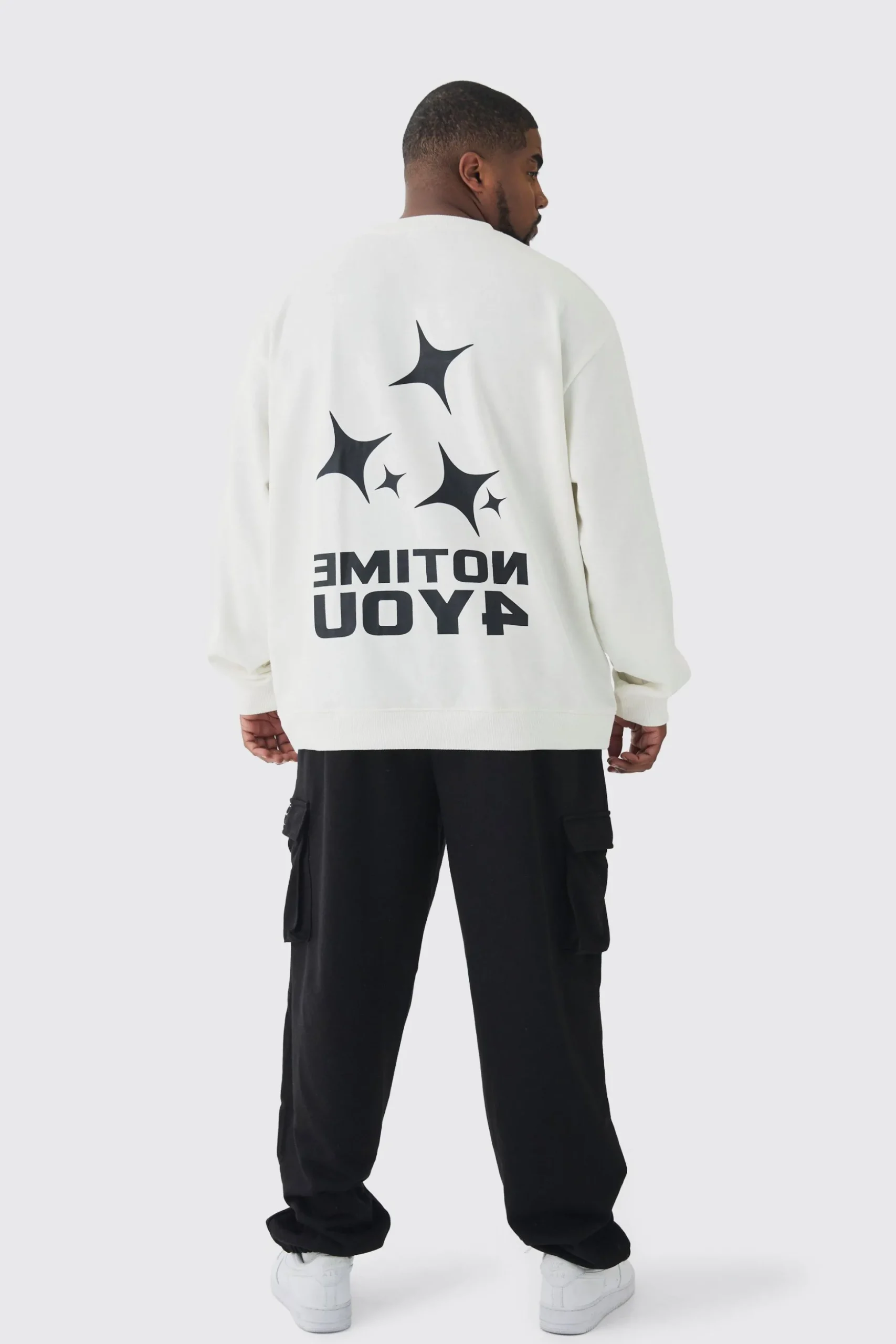 Plus Back Print Oversized Sweatshirt | BoohooMAN UK