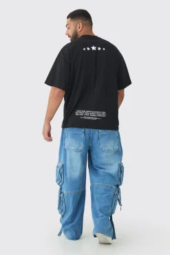 Plus Baggy Rigid Multi Pocket Strap Detail Cargo Jeans | BoohooMAN UK