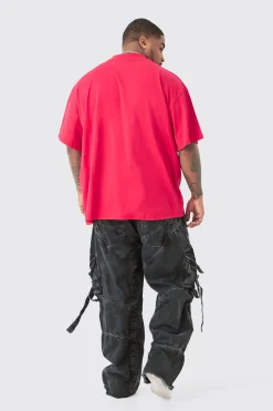 Plus Baggy Rigid Strap And Buckle Detail Jeans | BoohooMAN UK