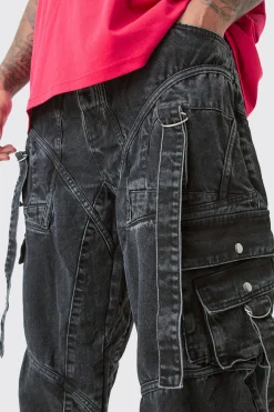 Plus Baggy Rigid Strap And Buckle Detail Jeans | BoohooMAN UK