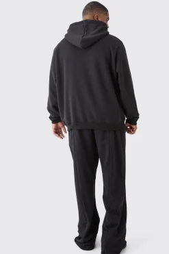 Plus Basic Hoodie In Black | BoohooMAN UK