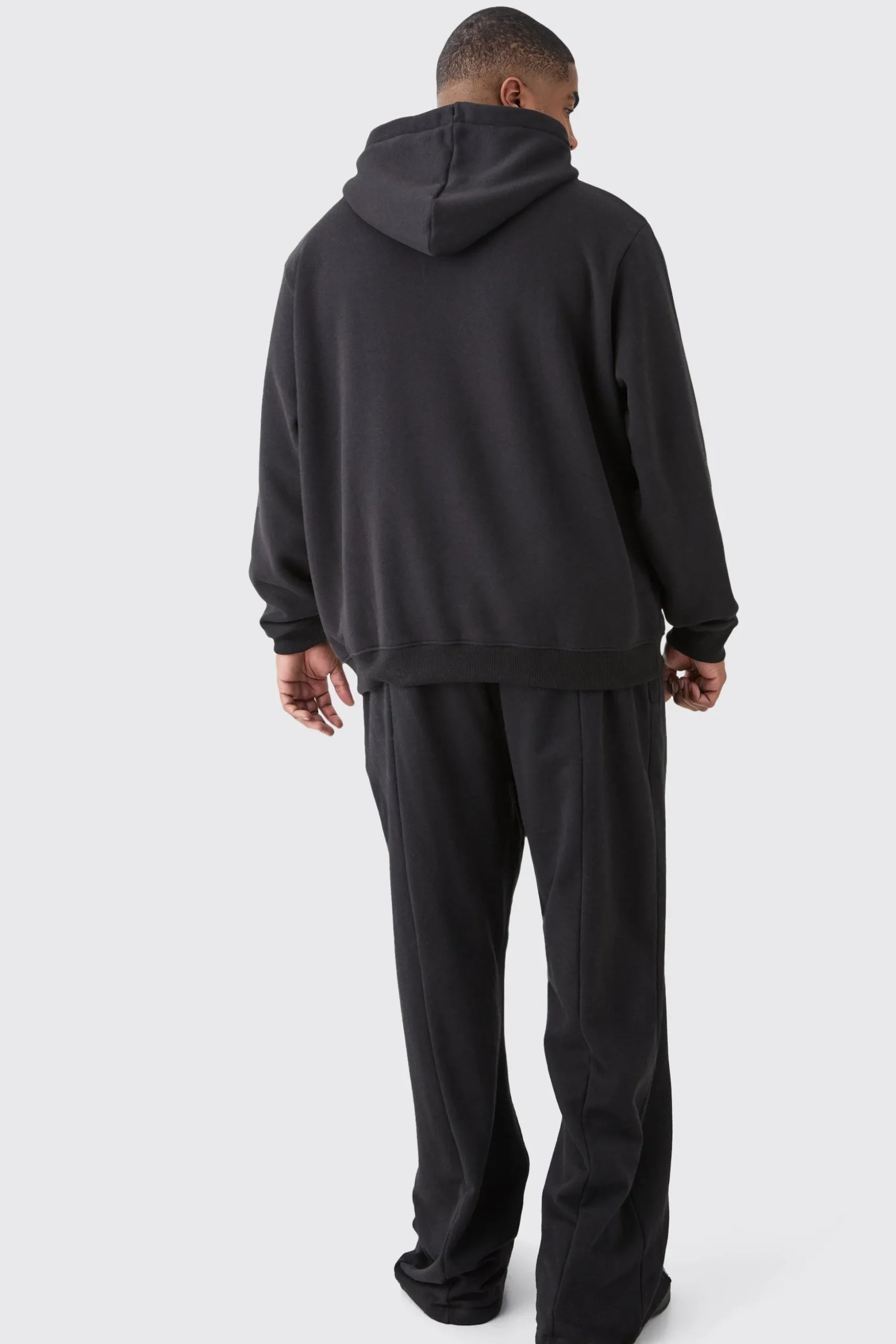 Plus Basic Hoodie In Black | BoohooMAN UK
