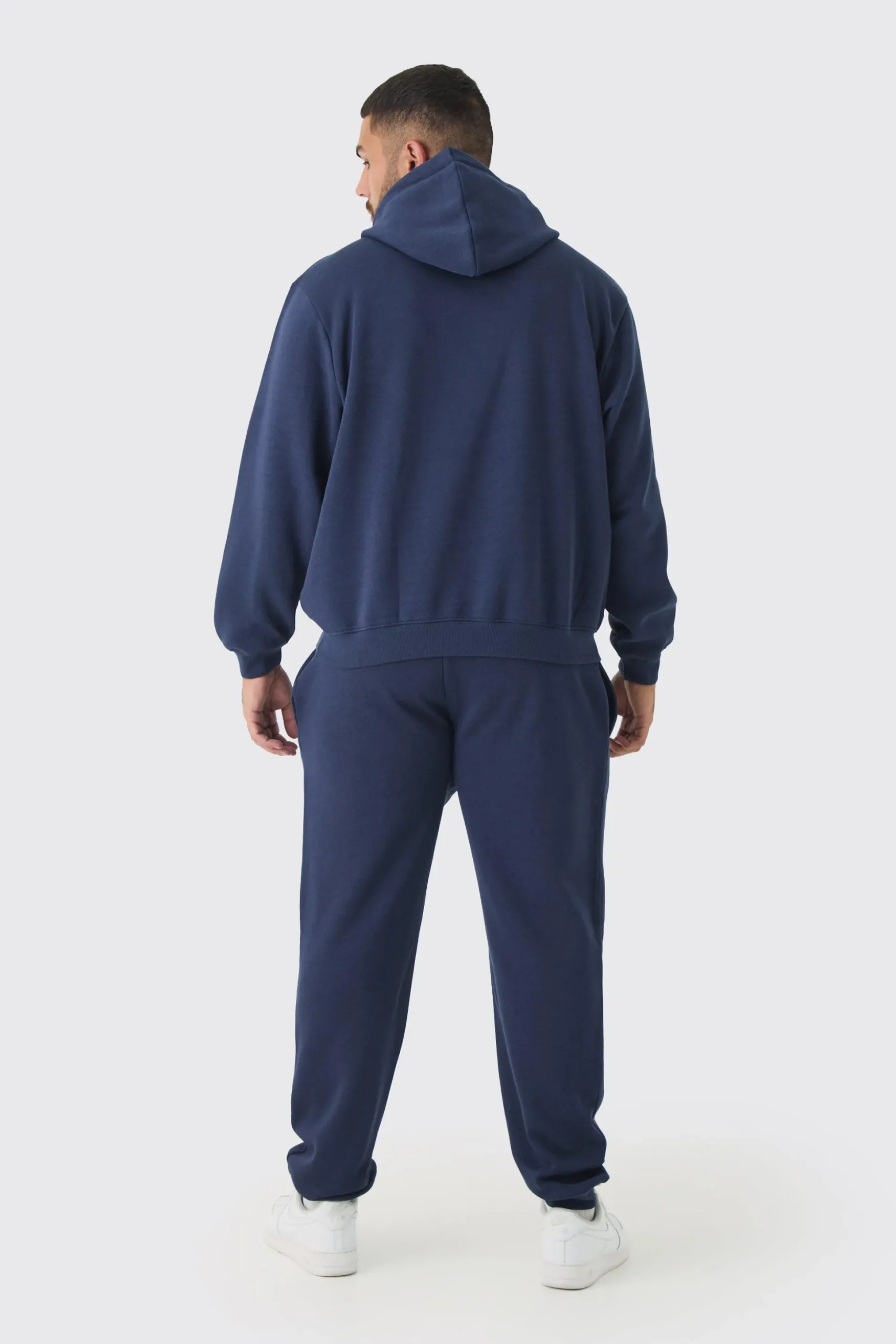 Plus Basic Hoodie In Navy | BoohooMAN UK