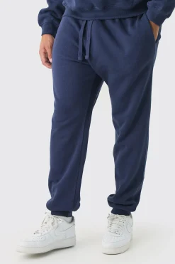 Plus Basic Jogger In Navy | BoohooMAN UK