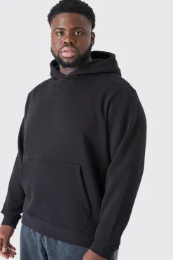 Plus Basic Over The Head Hoodie In Black | BoohooMAN UK