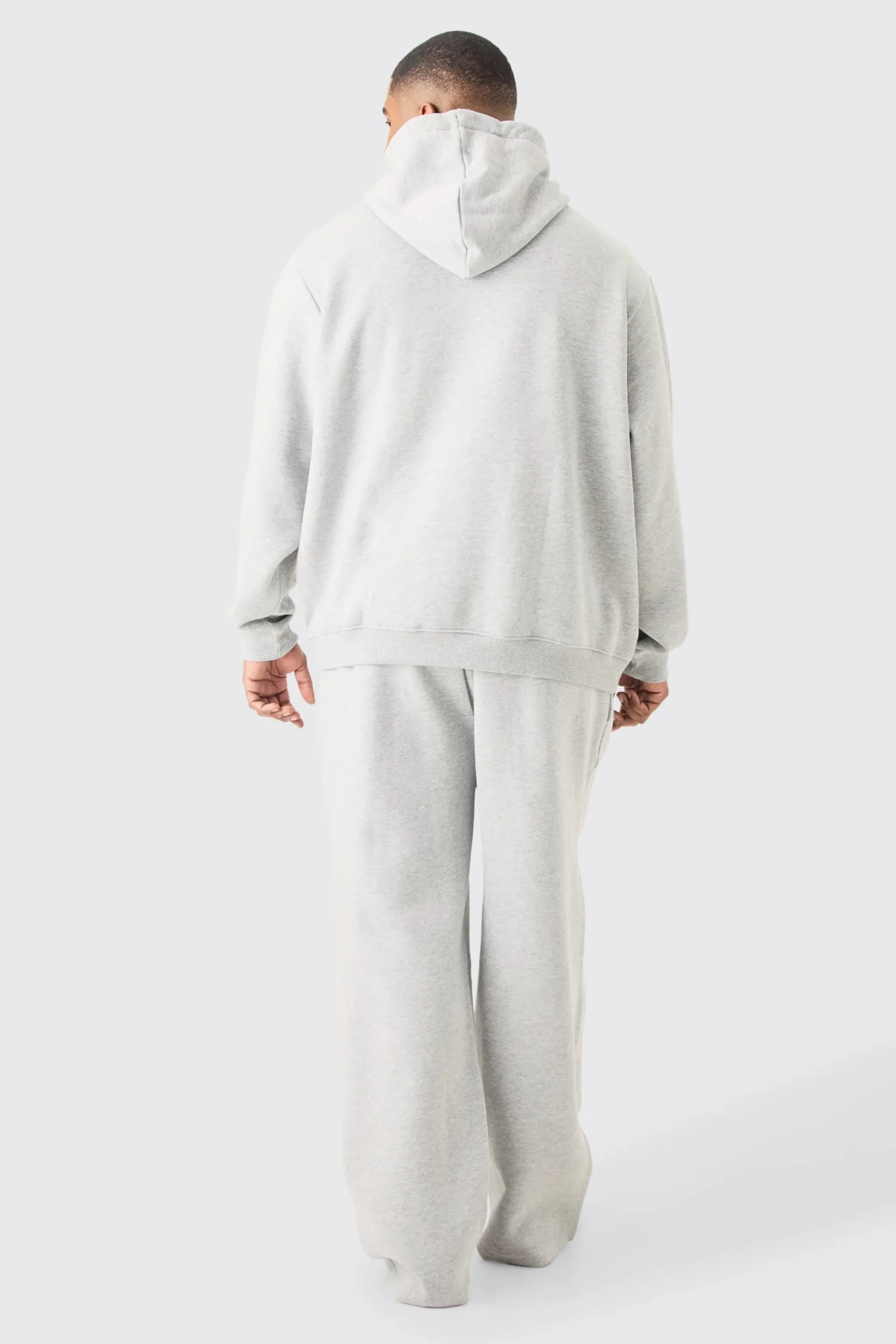 Plus Basic Relaxed Fit Jogger In Grey Marl | BoohooMAN UK