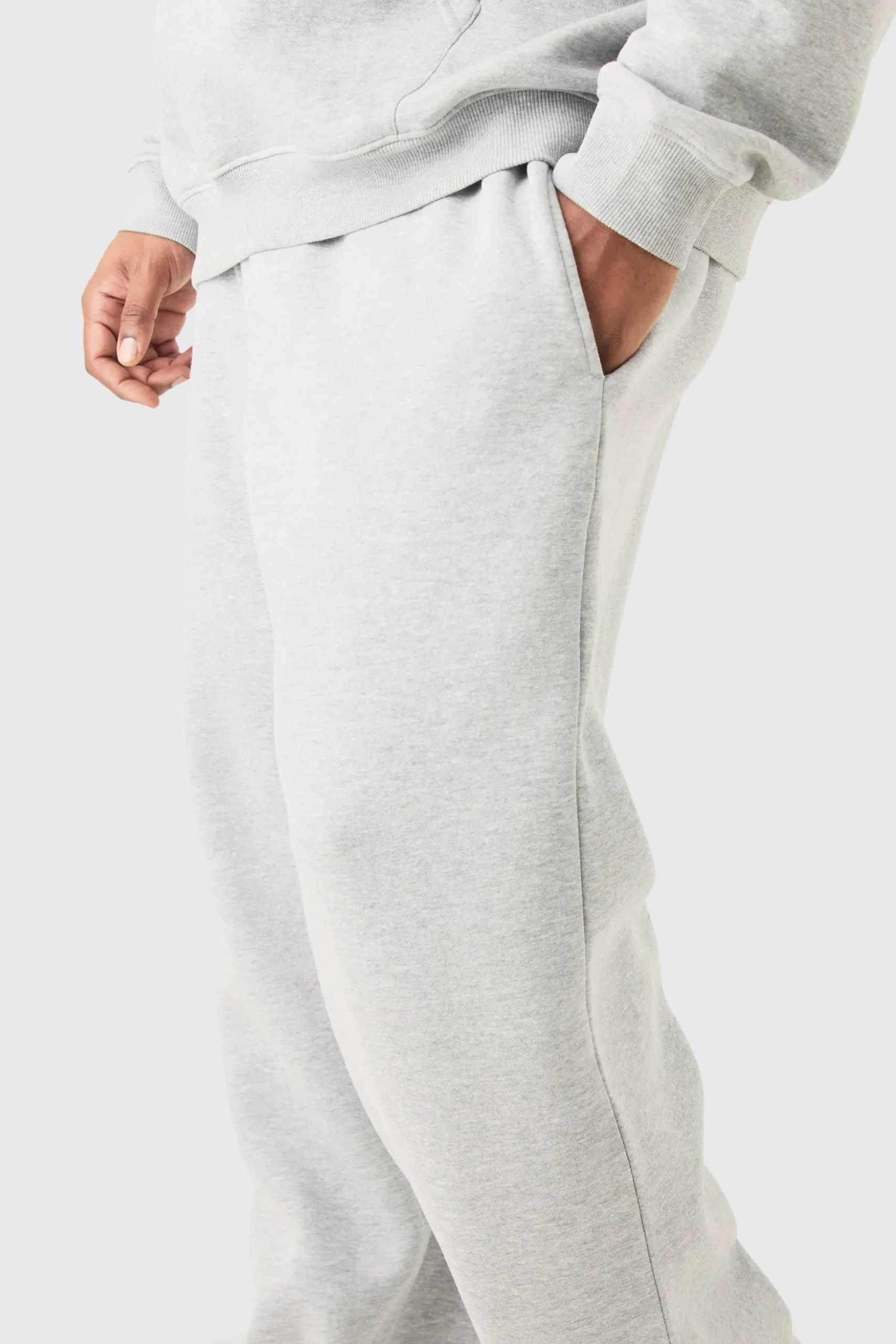 Plus Basic Relaxed Fit Jogger In Grey Marl | BoohooMAN UK