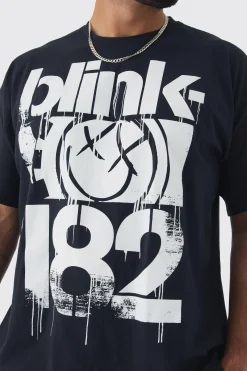 Plus Blink 182 License Print T-shirt | BoohooMAN UK