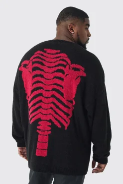 Plus Boucle Knit Skeleton Jumper | BoohooMAN UK