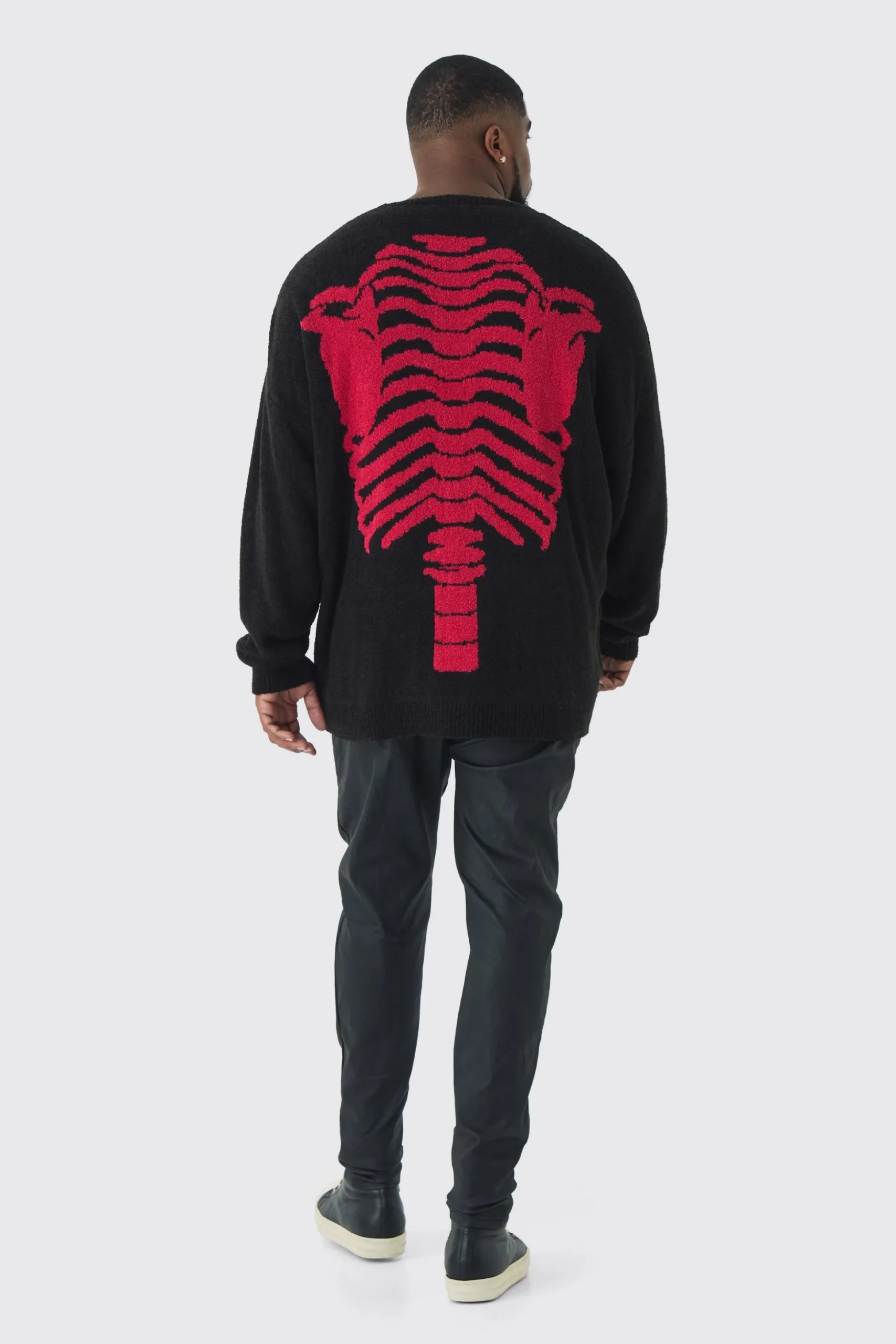 Plus Boucle Knit Skeleton Jumper | BoohooMAN UK