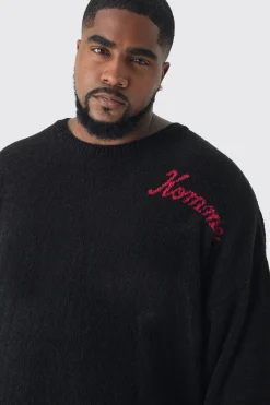 Plus Boucle Knit Skeleton Jumper | BoohooMAN UK