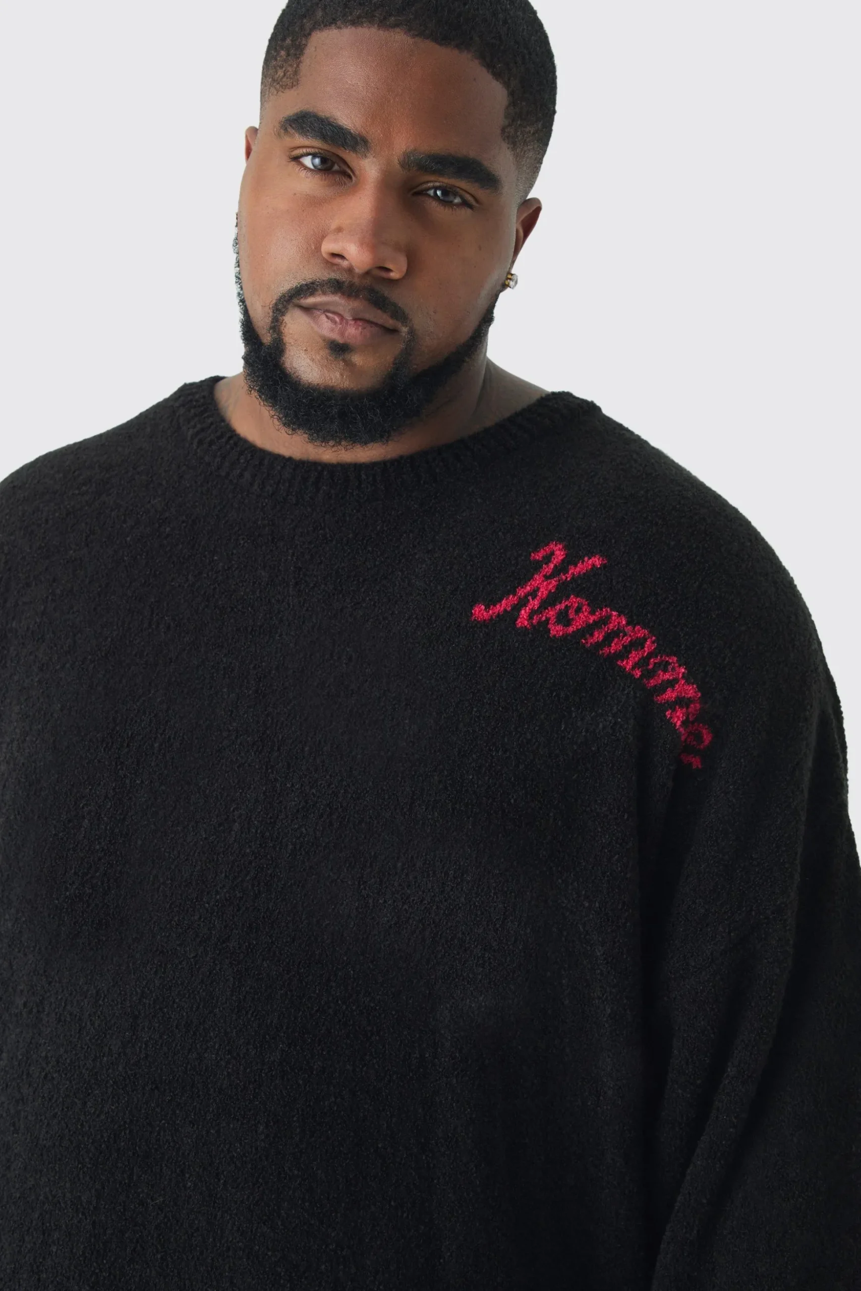 Plus Boucle Knit Skeleton Jumper | BoohooMAN UK