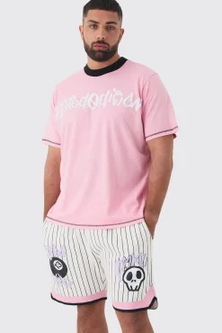 Plus Boxy Limited Basketball T-shirt & Short Set | BoohooMAN UK