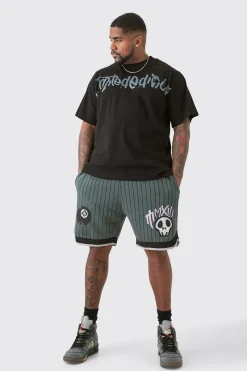 Plus Boxy Limited Basketball T-shirt & Short Set | BoohooMAN UK