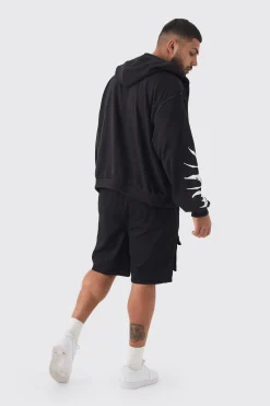 Plus Boxy Oversized Embroidery Hoodie | BoohooMAN UK