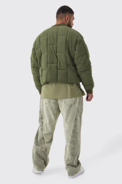 Plus Boxy Peached Square Quilted Bomber Jacket | BoohooMAN UK