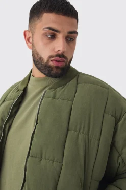 Plus Boxy Peached Square Quilted Bomber Jacket | BoohooMAN UK