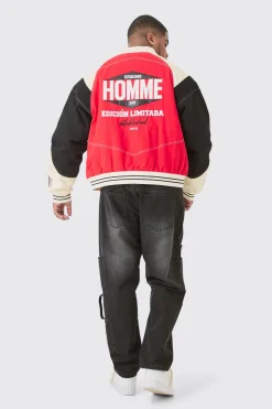 Plus Boxy Twill Biker Panel Moto Jacket | BoohooMAN UK